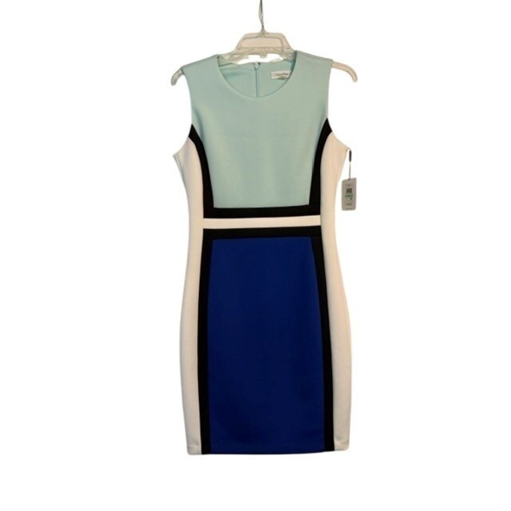 Calvin Klein Womens Colorblock Sheath‎ Dress Blue Mint White CD8M1V5K NWT 8